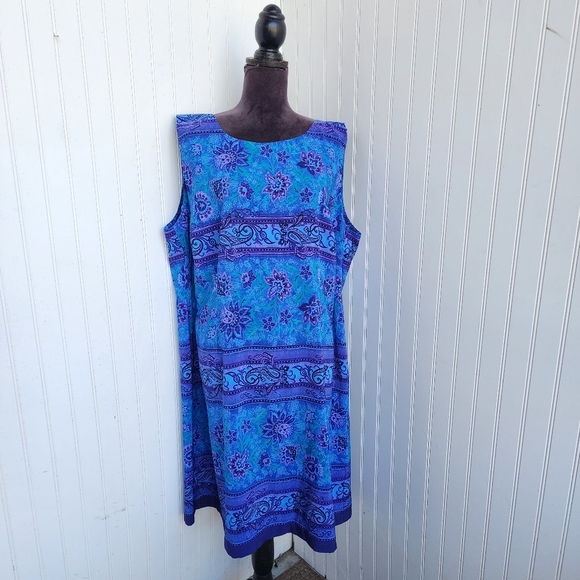 R & K ORIGINALS LADIE'S SLEEVELESS BLUE Purple Knee Length Keyhole DRESS 22W - Picture 1 of 12